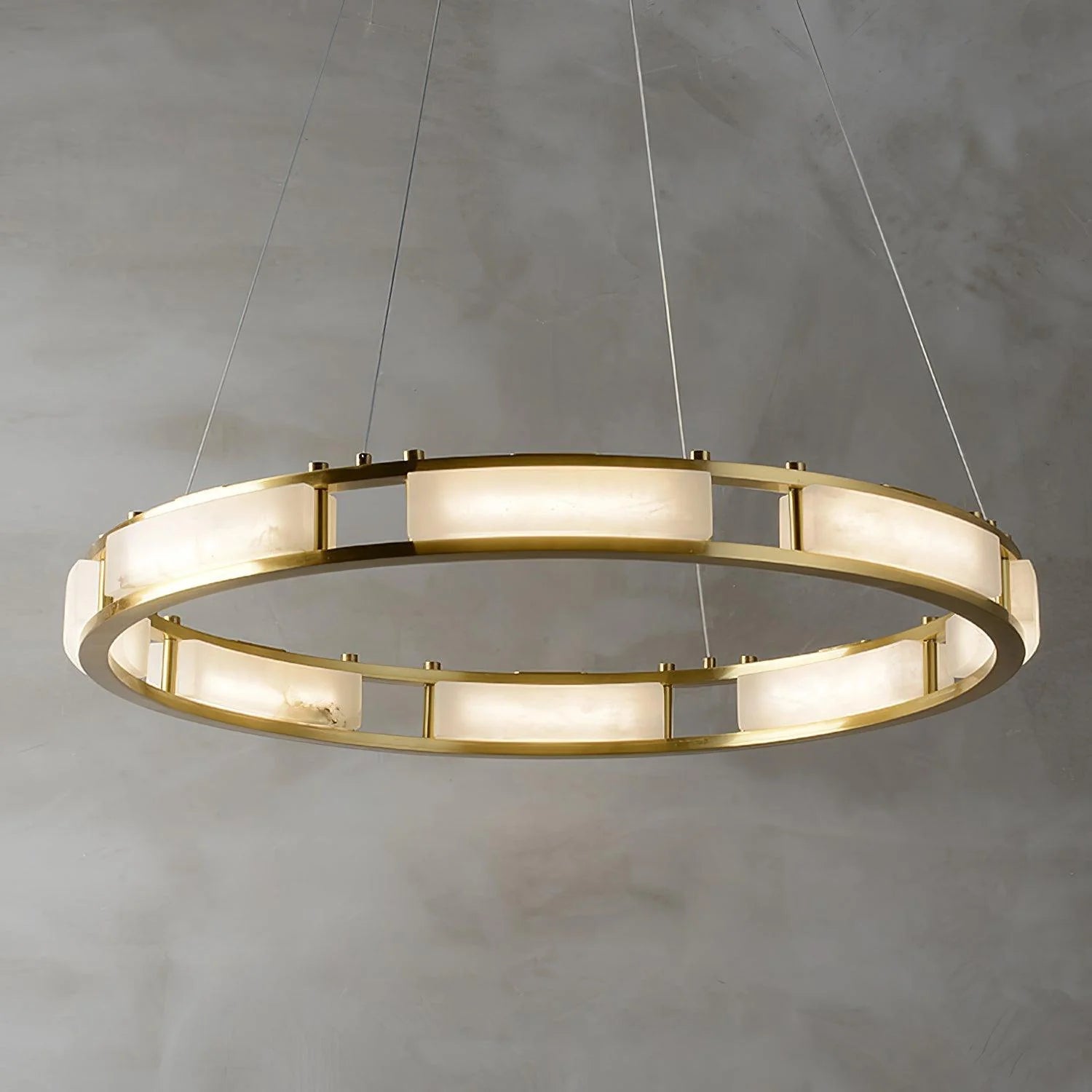 ChandelierRound Qatar Modern Alabaster ChandelierDia 100cm x H 150cm / ∅ 39.4″ x H 59″Brass & WhiteLennar Visual