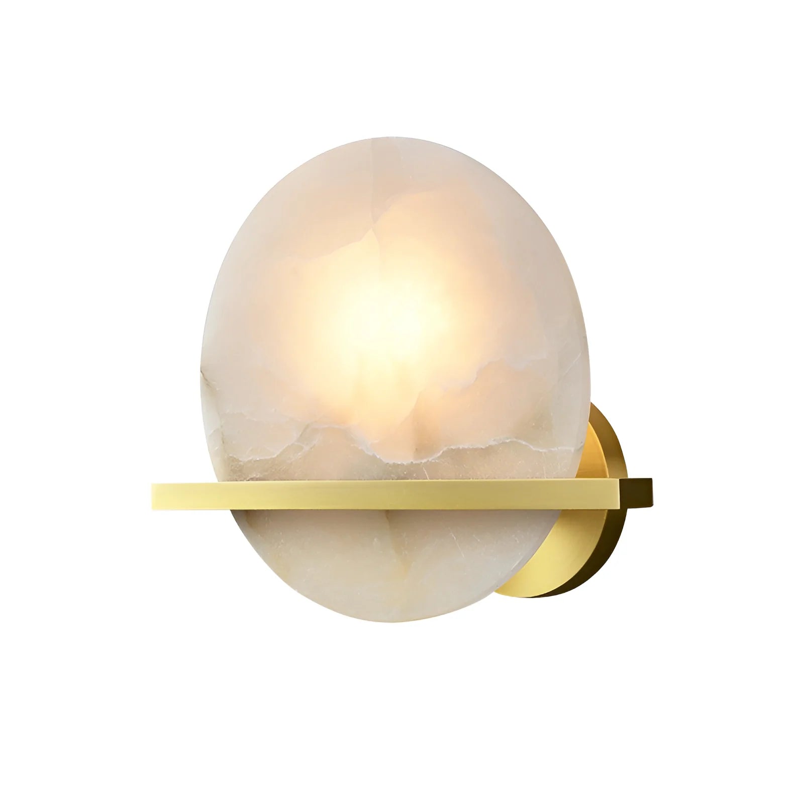 Wall LampRound Savion Alabaster Wall LampDia 20cm x H 20cm / ∅ 7.9″ x H 7.9″ *2Brass & WhiteLennar Visual