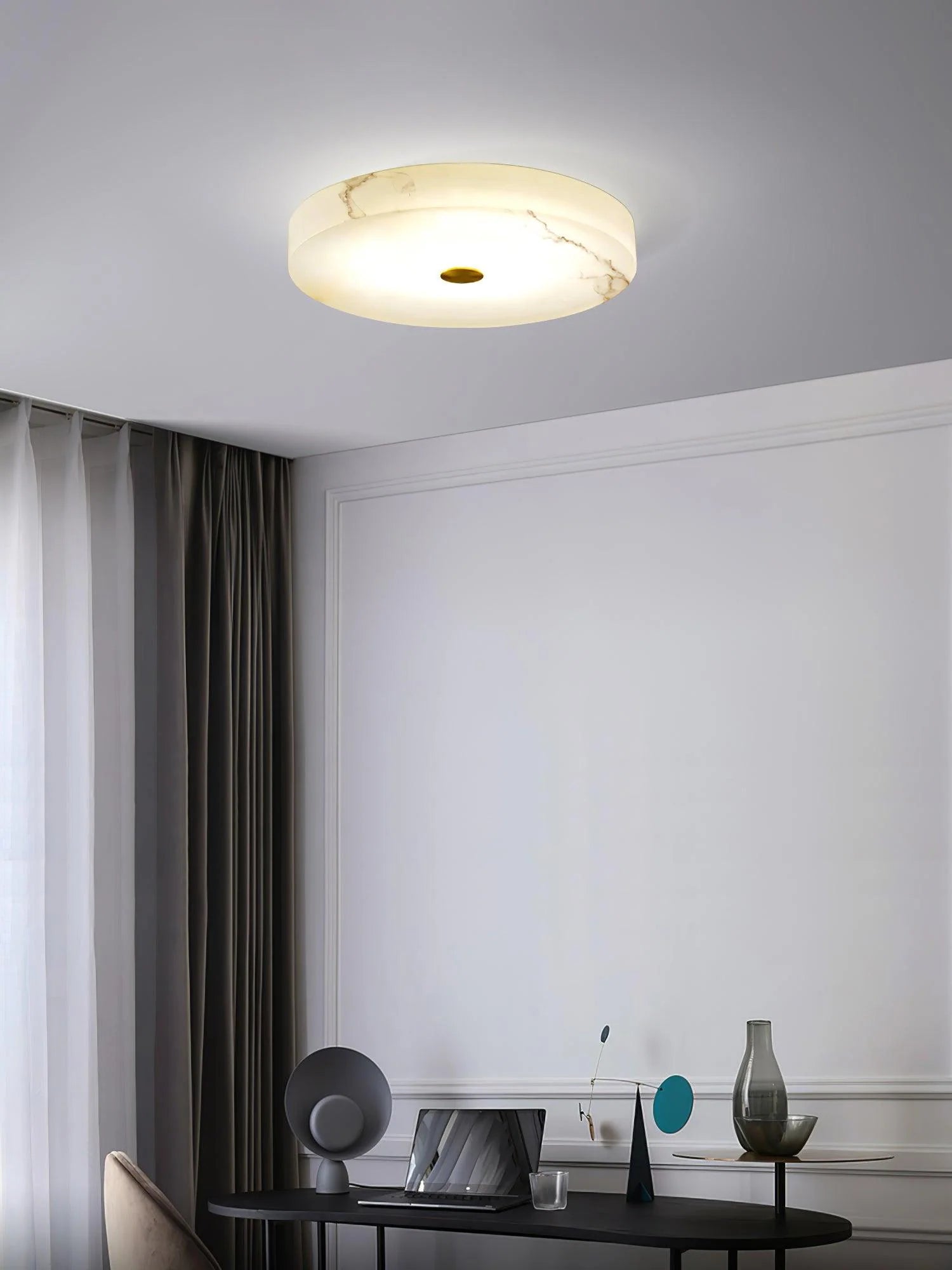 Ceiling LightRound Sophie Alabaster Ceiling LampDia 50cm x H 5cm / ∅ 19.7″ x H 2″WhiteLennar Visual