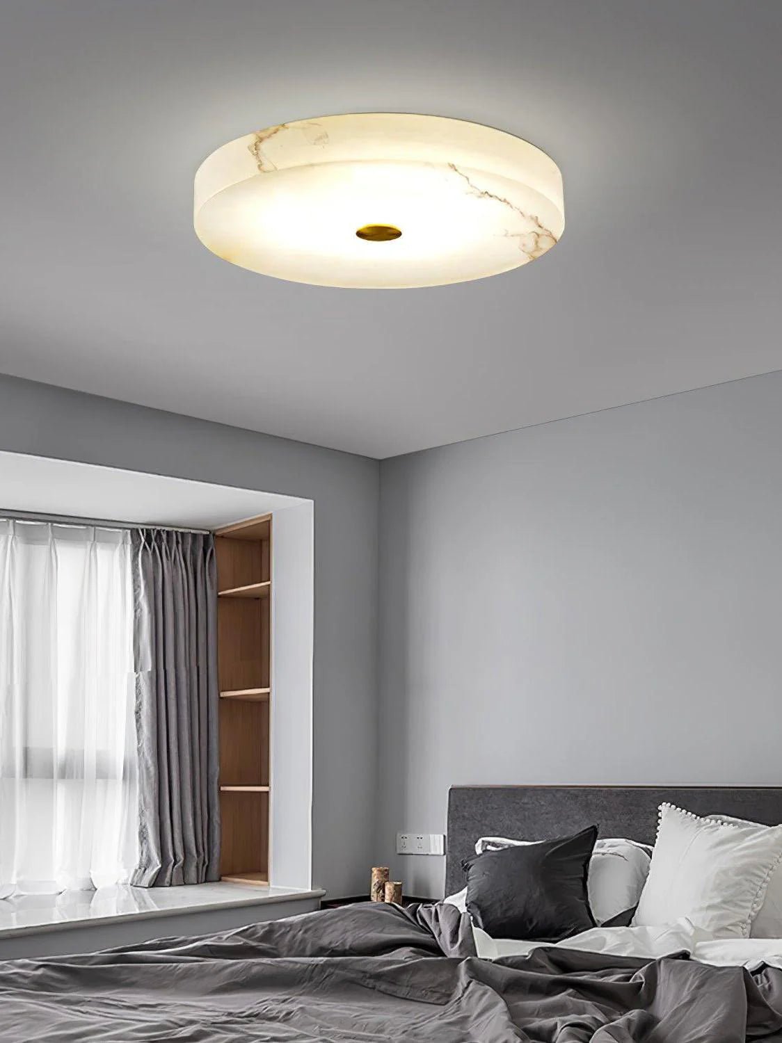 Ceiling LightRound Sophie Alabaster Ceiling LampDia 40cm x H 5cm / ∅ 15.7″ x H 2″WhiteLennar Visual