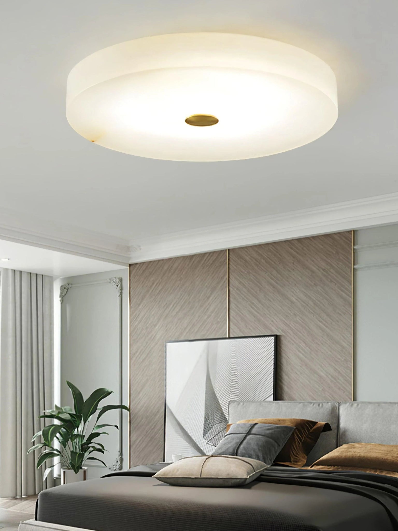 Ceiling LightRound Sophie Alabaster Ceiling LampDia 50cm x H 5cm / ∅ 19.7″ x H 2″WhiteLennar Visual