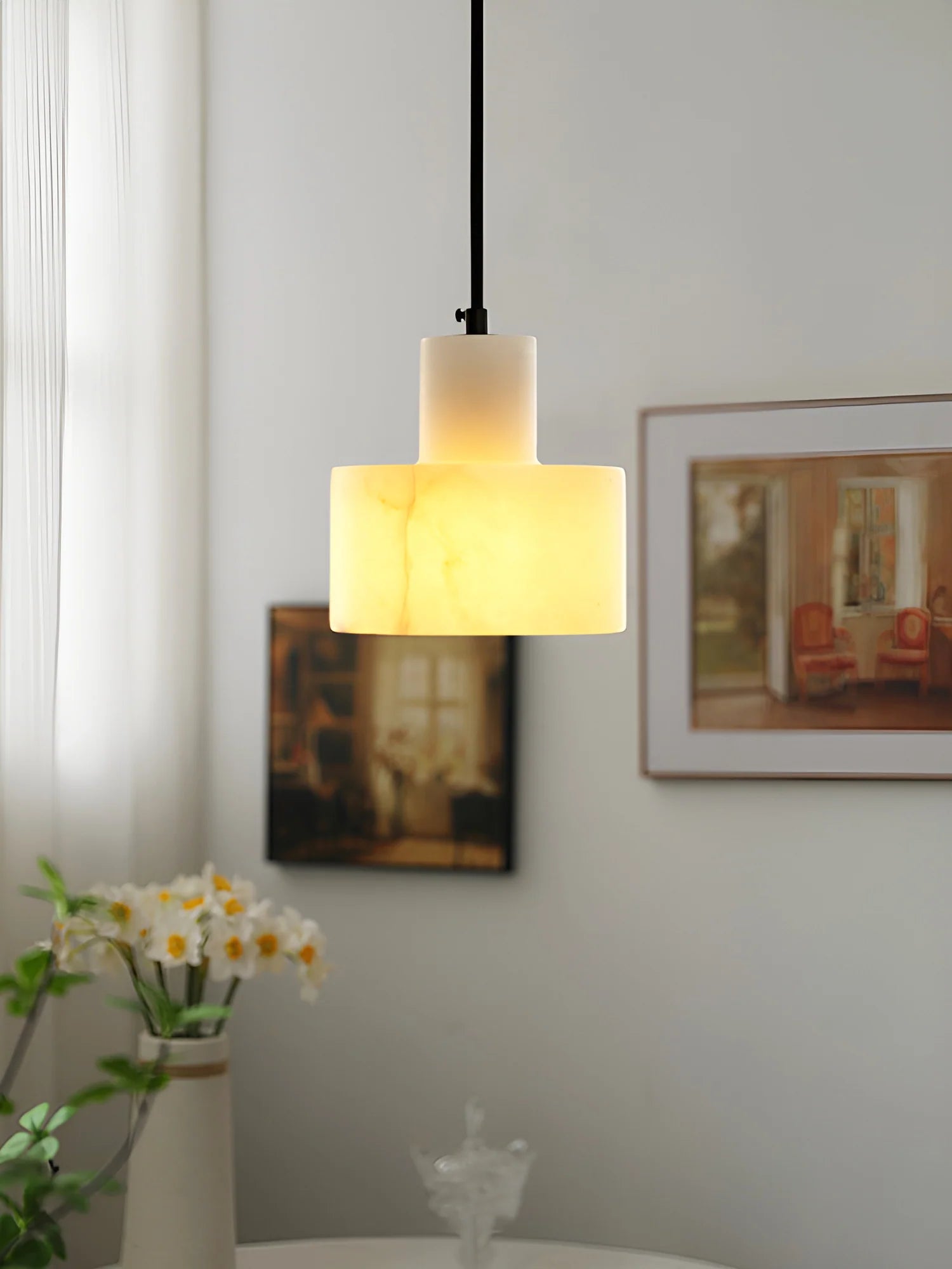 Pendant LampSimple Cyls Alabaster Pendant LampDia 16.5cm x H 17cm / ∅ 6.5″ x H 6.7″WhiteLennar Visual