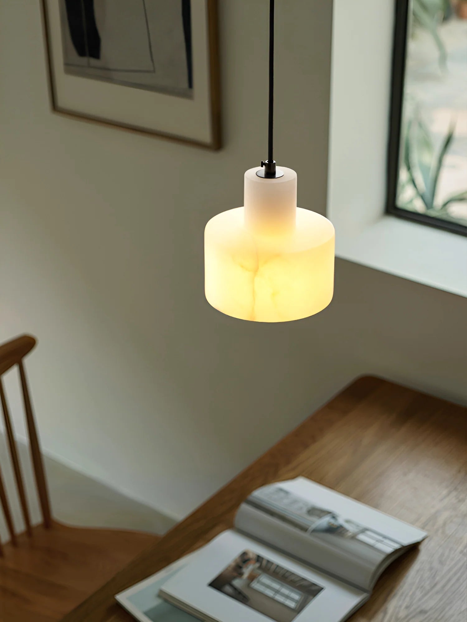 Pendant LampSimple Cyls Alabaster Pendant LampDia 14cm x H 14cm / ∅ 5.5″ x H 5.5″WhiteLennar Visual