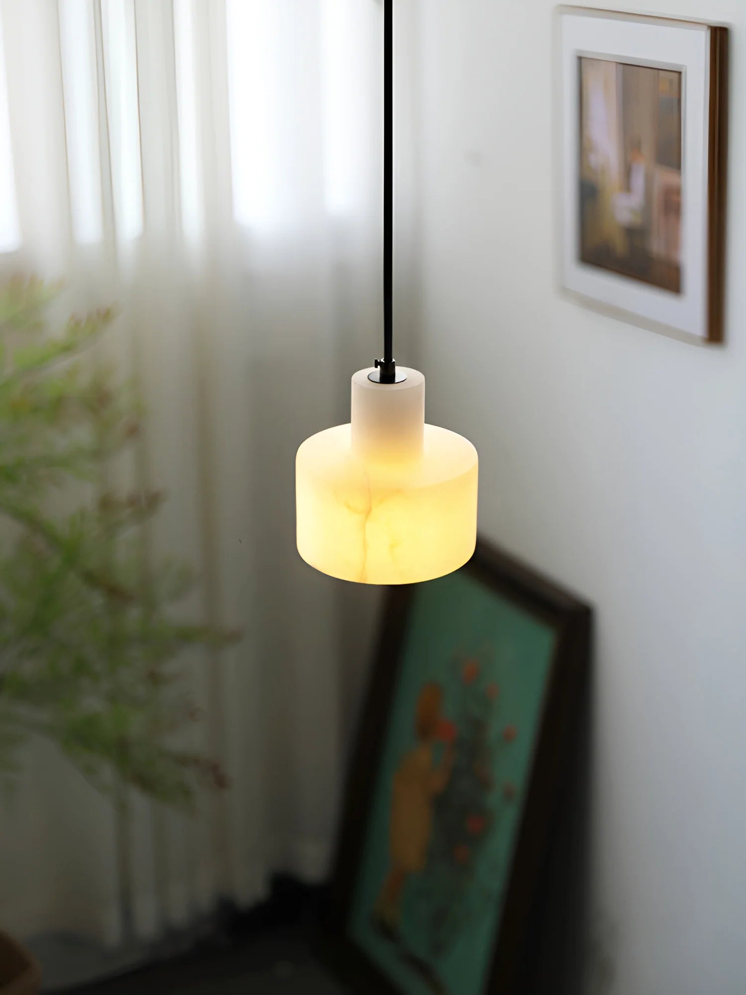 Pendant LampSimple Cyls Alabaster Pendant LampDia 14cm x H 14cm / ∅ 5.5″ x H 5.5″WhiteLennar Visual