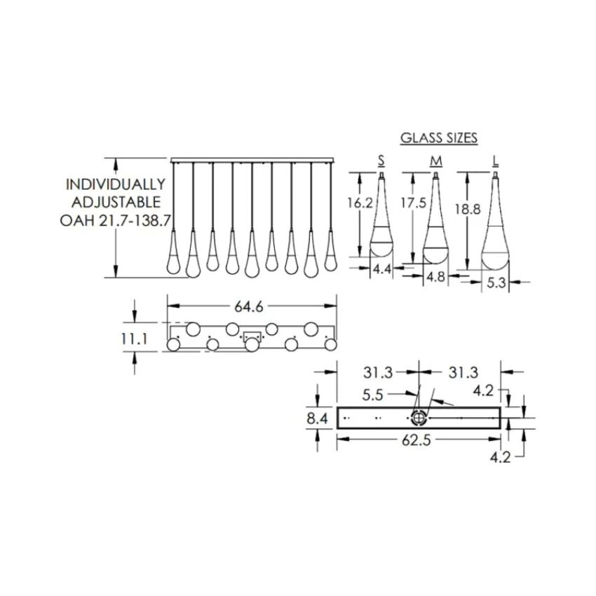 chandelier for bedroom,chandelier for dining room,chandelier for stairways,chandelier for foyer,chandelier for bathrooms,chandelier for living roomSolara Linear ChandelierSatin Nickel9 - LightsLennar Visual