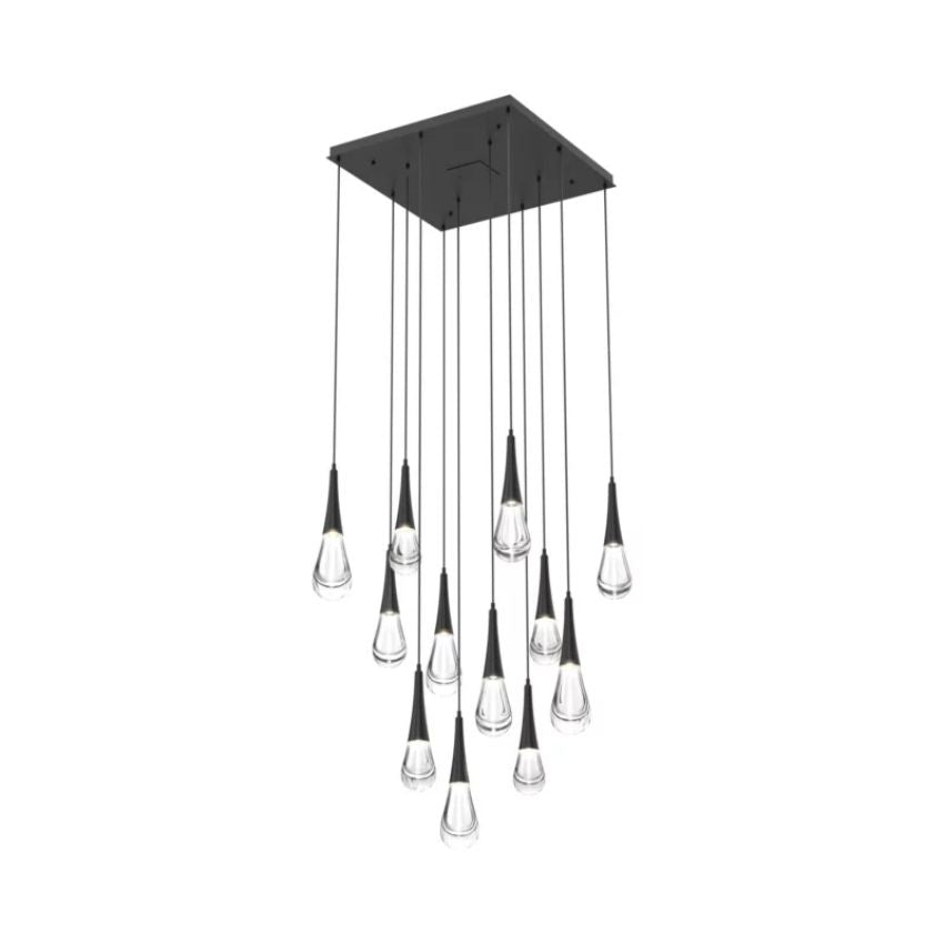 chandelier for bedroom,chandelier for dining room,chandelier for stairways,chandelier for foyer,chandelier for bathrooms,chandelier for living roomSolara Square ChandelierMatte Black12 - LightLennar Visual