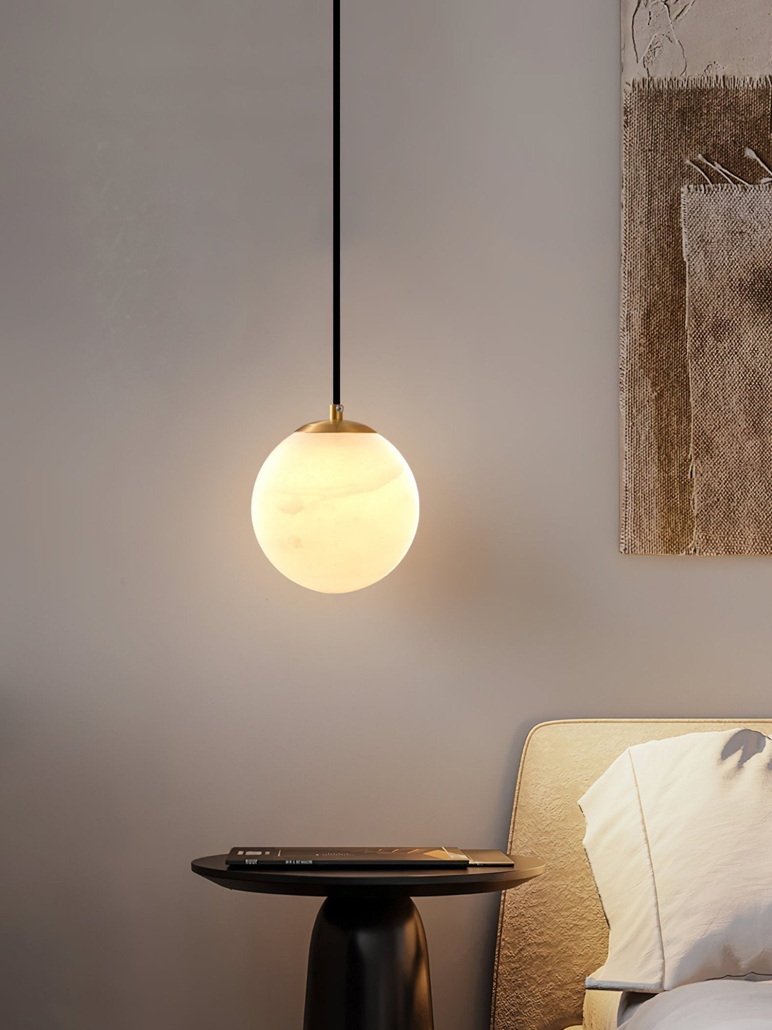 Pendant LightSphaera Alabaster Pendant LightDia 10cm x H 10cm / ∅ 3.9″ x H 3.9″WhiteLennar Visual