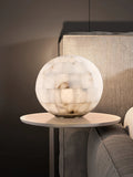 Table LampSpherical Alabaster Ball Table LampDia 28cm x H 28cm / ∅ 11″ x H 11″Brass & WhiteLennar Visual