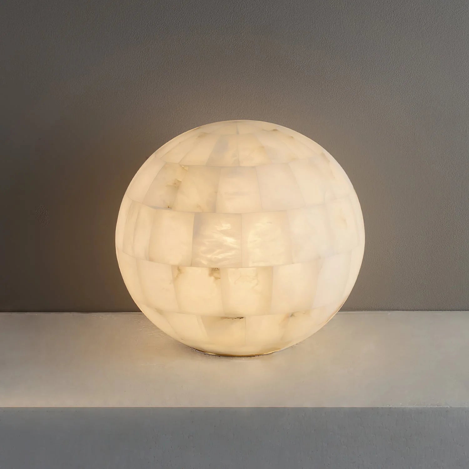 Table LampSpherical Alabaster Ball Table LampDia 28cm x H 28cm / ∅ 11″ x H 11″Brass & WhiteLennar Visual