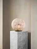 Table LampSpherical Alabaster Ball Table LampDia 28cm x H 28cm / ∅ 11″ x H 11″Brass & WhiteLennar Visual