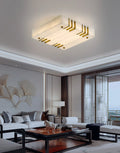 Ceiling LightSquare Alabaster Gold Ceiling LampDia 40cm x H 10cm / ∅ 15.7″ x H 3.9″WhiteLennar Visual