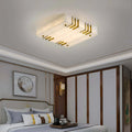 Ceiling LightSquare Alabaster Gold Ceiling LampDia 40cm x H 10cm / ∅ 15.7″ x H 3.9″WhiteLennar Visual