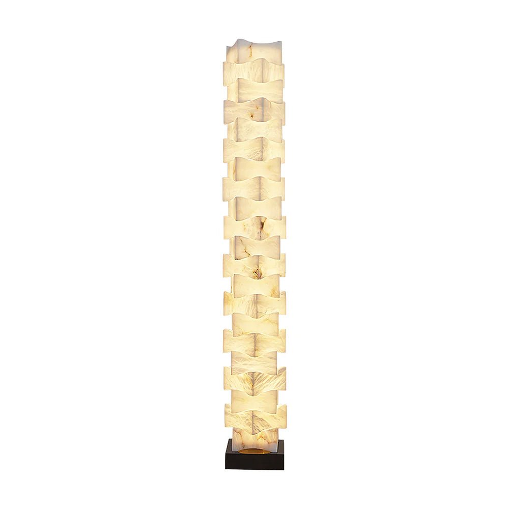 Floor LampStacked Alabaster Squares Floor LampL 28cm x W 18cm x H 160cm / L 11″ x W 7.1″ x H 63″Warm LightLennar Visual