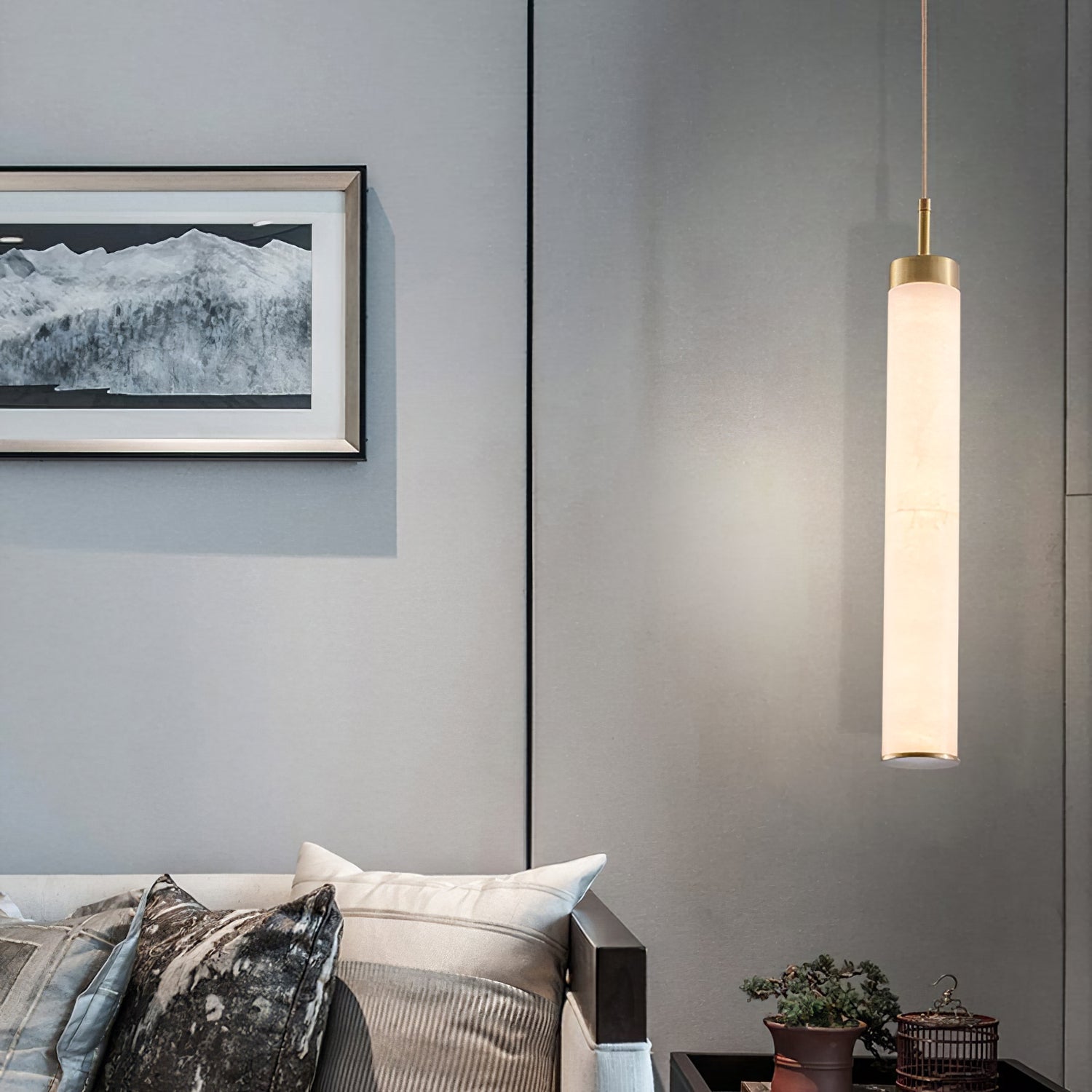 Pendant LightStrip Alabaster Pendant LightL 80cm x H 150cm / L 31.5″ x H 59″WhiteLennar Visual