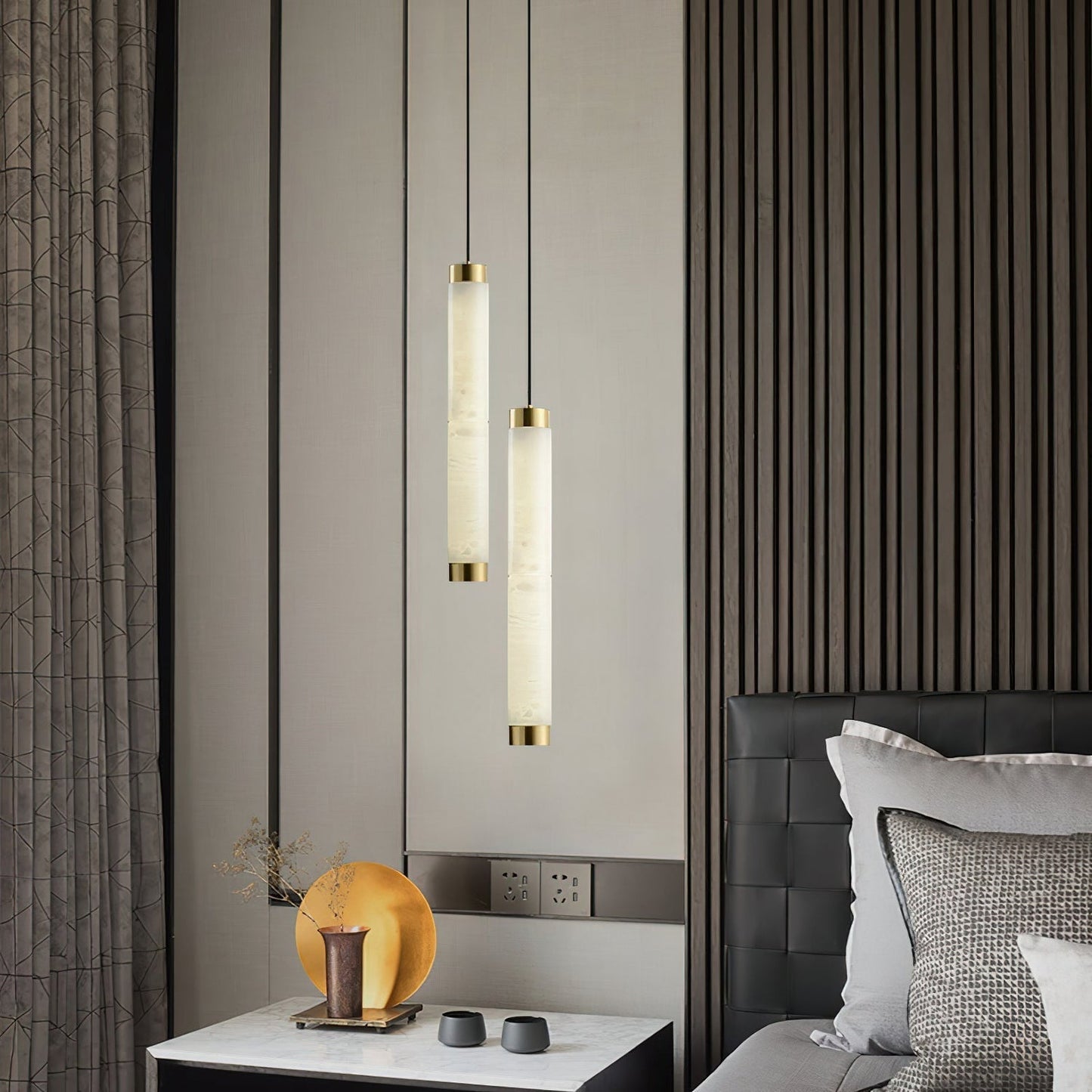 Pendant LightStrip Alabaster Pendant LightL 80cm x H 150cm / L 31.5″ x H 59″WhiteLennar Visual