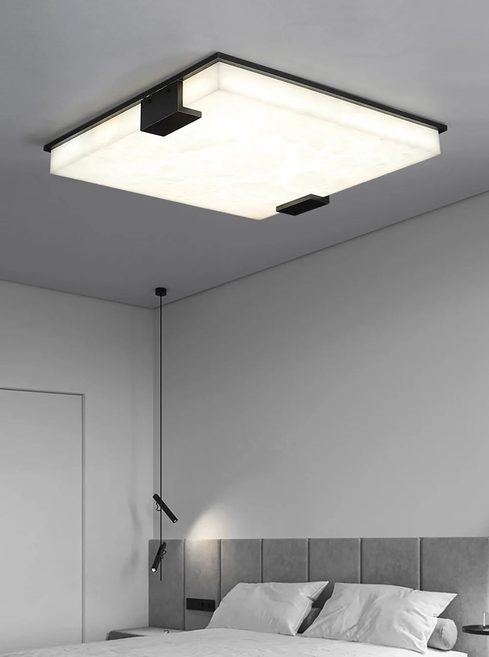 Ceiling LightStylish Black Square Alabaster Ceiling LightDia 40cm x H 40cm / ∅ 15.7″ x H 15.7″WhiteLennar Visual