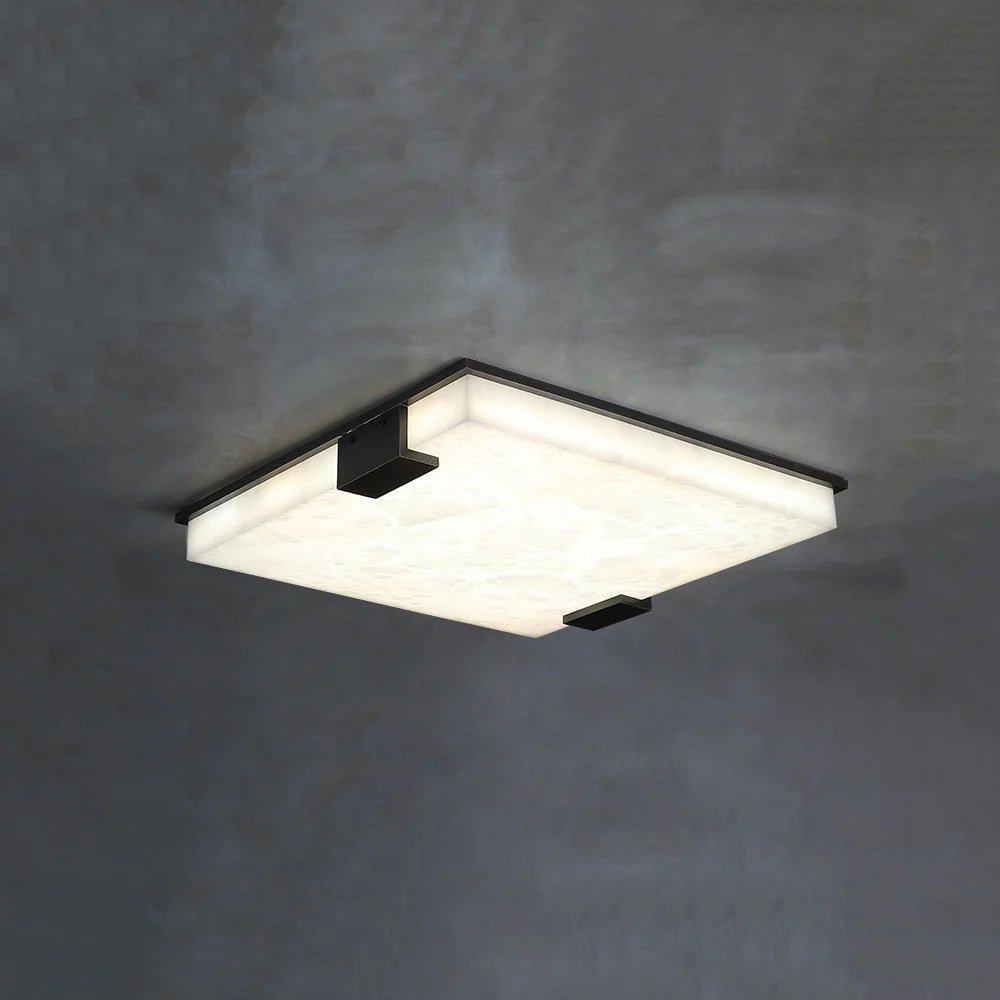 Ceiling LightStylish Black Square Alabaster Ceiling LightDia 40cm x H 40cm / ∅ 15.7″ x H 15.7″WhiteLennar Visual