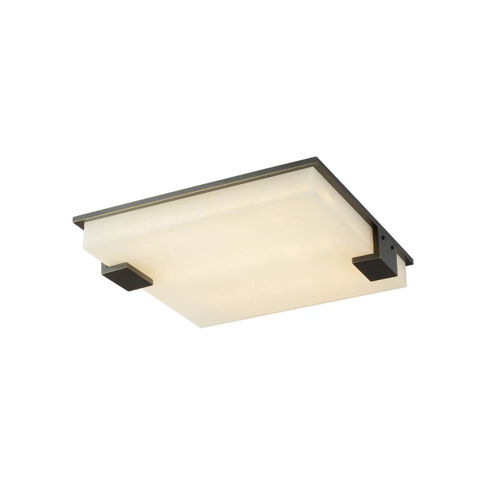 Ceiling LightStylish Black Square Alabaster Ceiling LightDia 50cm x H 50cm / ∅ 19.7″ x H 19.7″WhiteLennar Visual