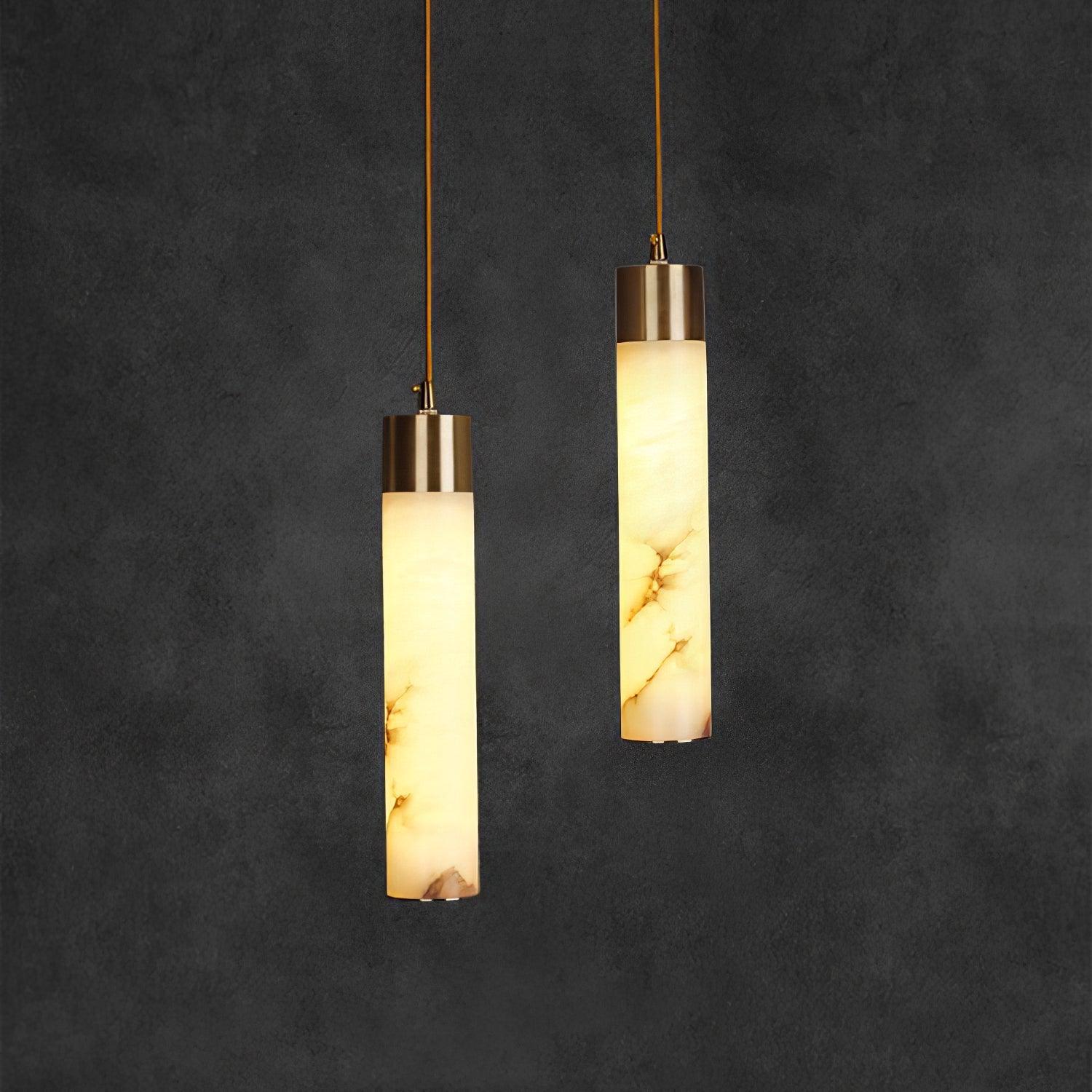 Pendant LightTala Alabaster Pendant Lamp2 Heads Dia 15cm x H 150cm / ∅ 5.9″ x H 59″Brass & White AlabasterLennar Visual