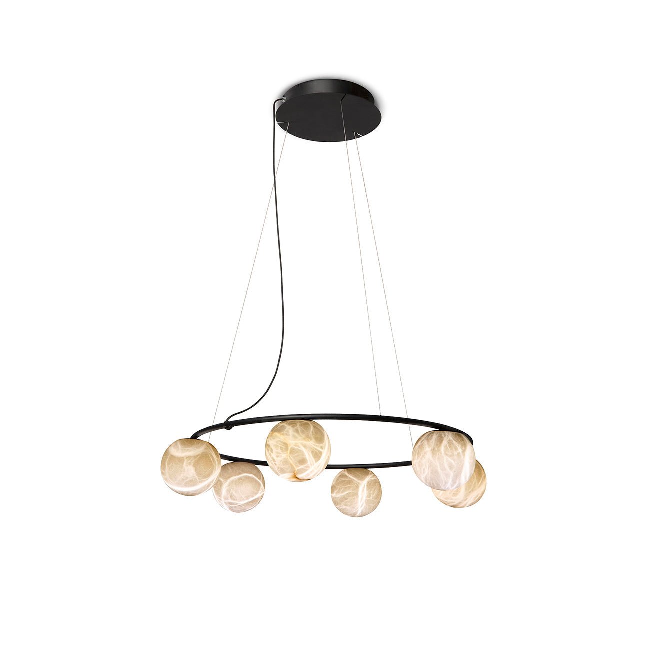 ChandelierTribeca Chandelier6 heads Dia 70cm x H 180cm / ∅ 27.6″ x H 70.9″Black & White AlabasterLennar Visual