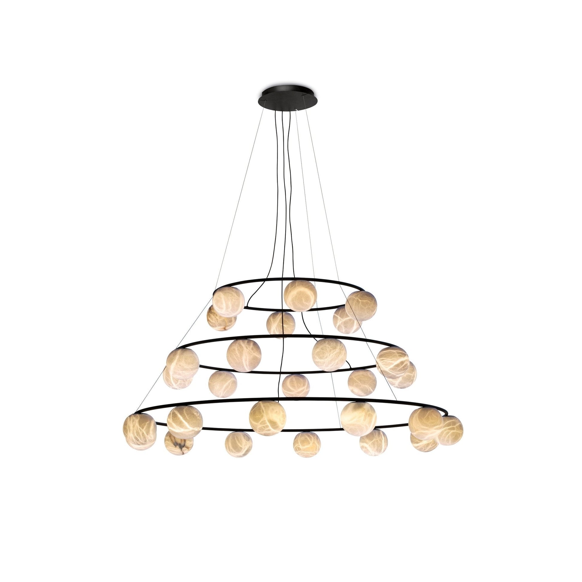 ChandelierTribeca Chandelier12 heads Dia 130cm x H 180cm / ∅ 51.2″ x H 70.9″Black & White AlabasterLennar Visual