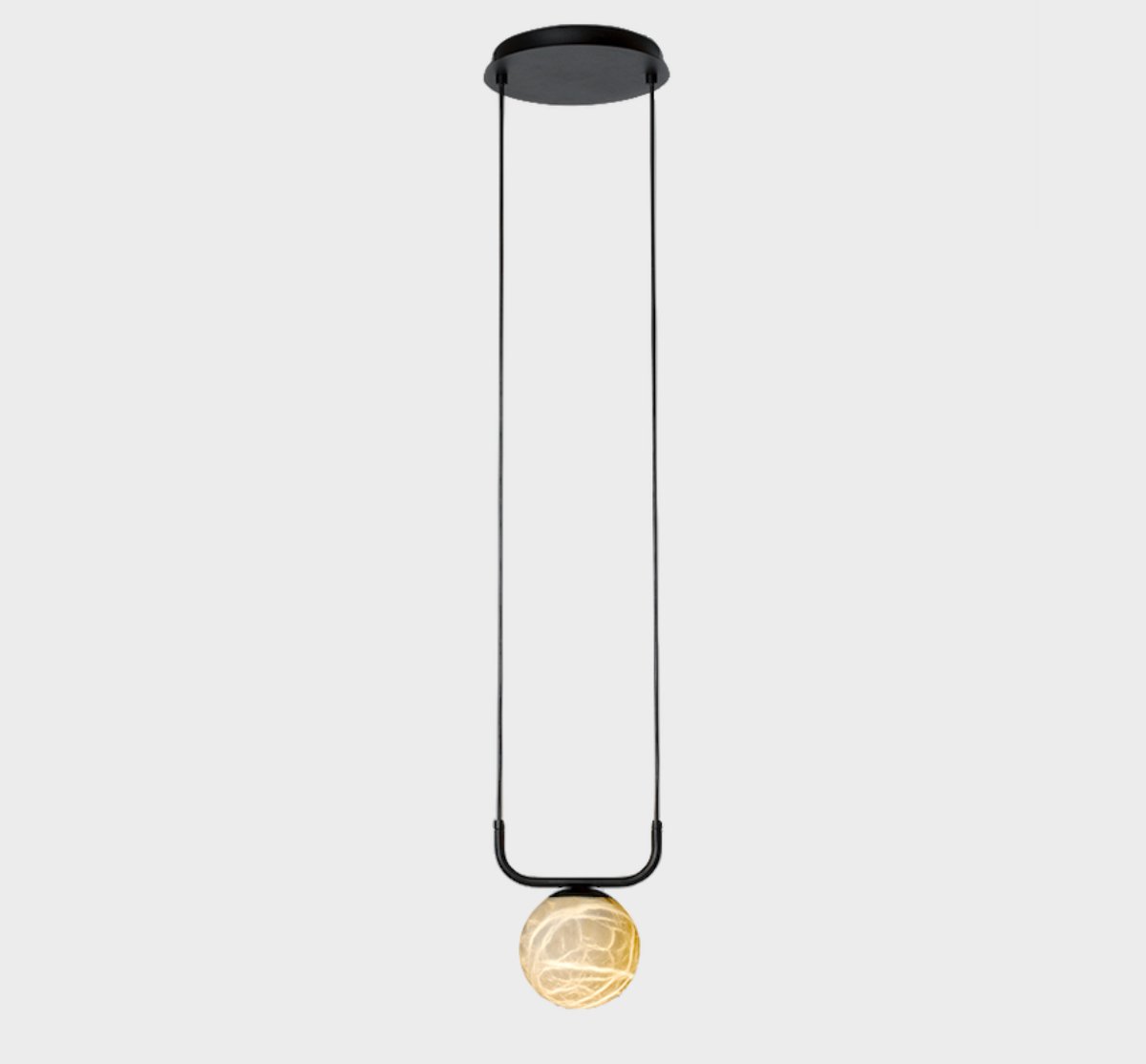 Pendant LampTribeca Pendant Light2 heads Dia 18cm x H 180cm / Dia 7″ x H 70.9″Black & White AlabasterLennar Visual