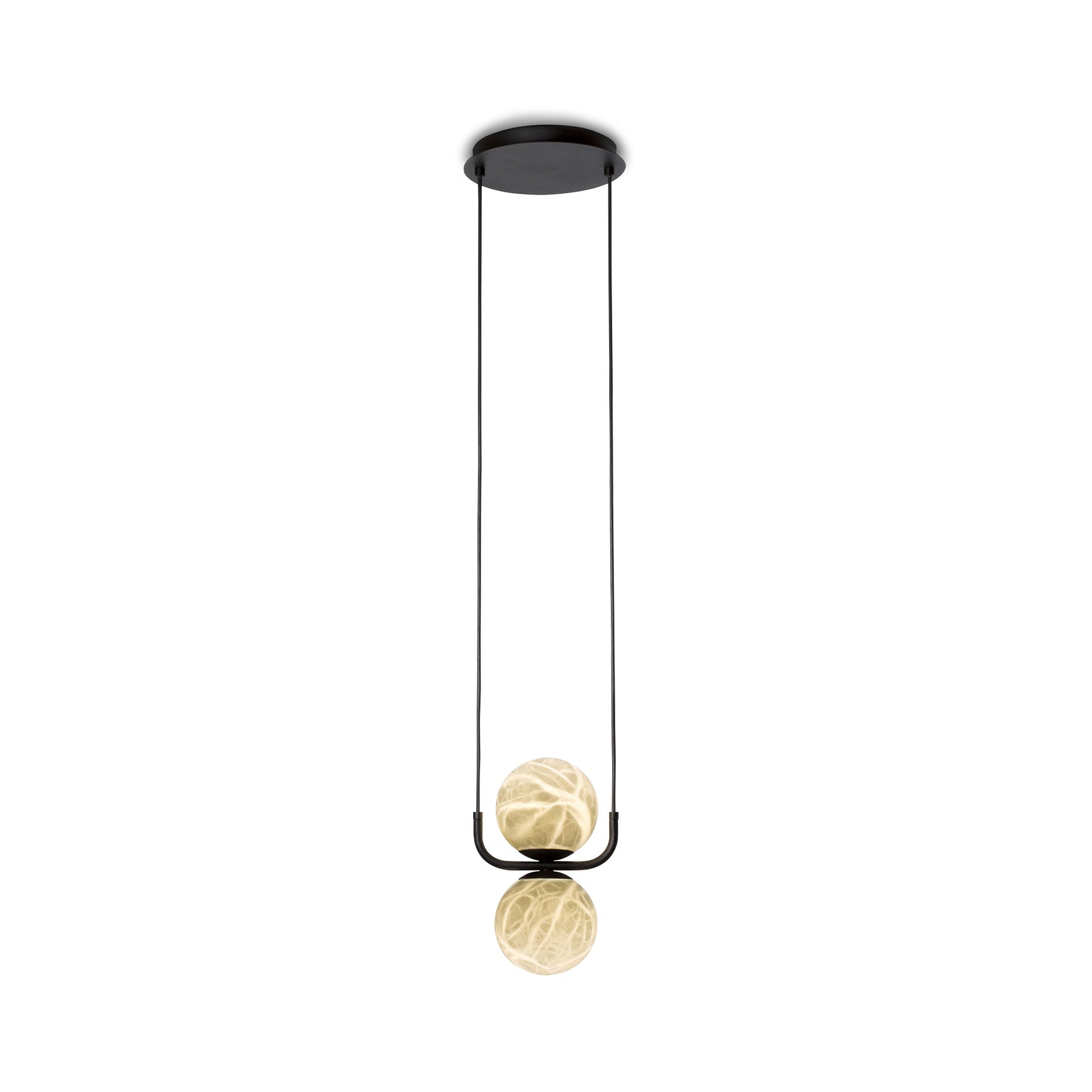 Pendant LampTribeca Pendant Light2 heads Dia 18cm x H 180cm / Dia 7″ x H 70.9″Black & White AlabasterLennar Visual