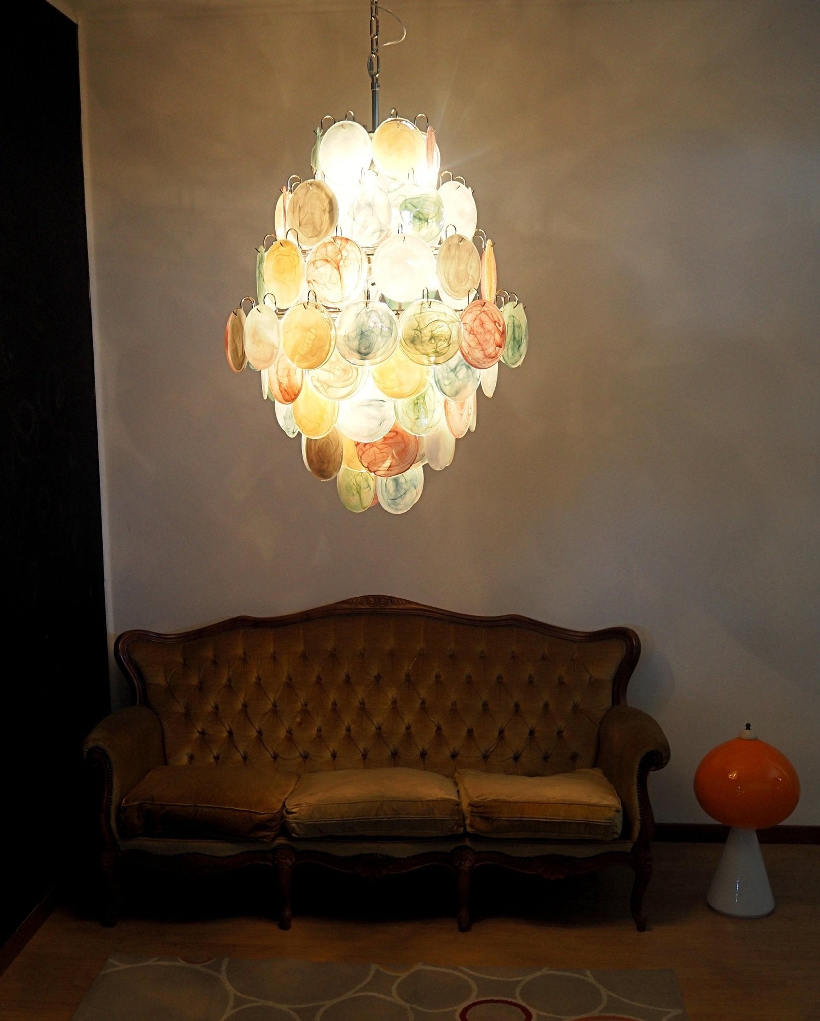 ChandelierVintage Murano Multicolored Disks ChandelierDia 75cm x H 105cm / Φ 29.5″ x H 41.3″ColorfulLennar Visual