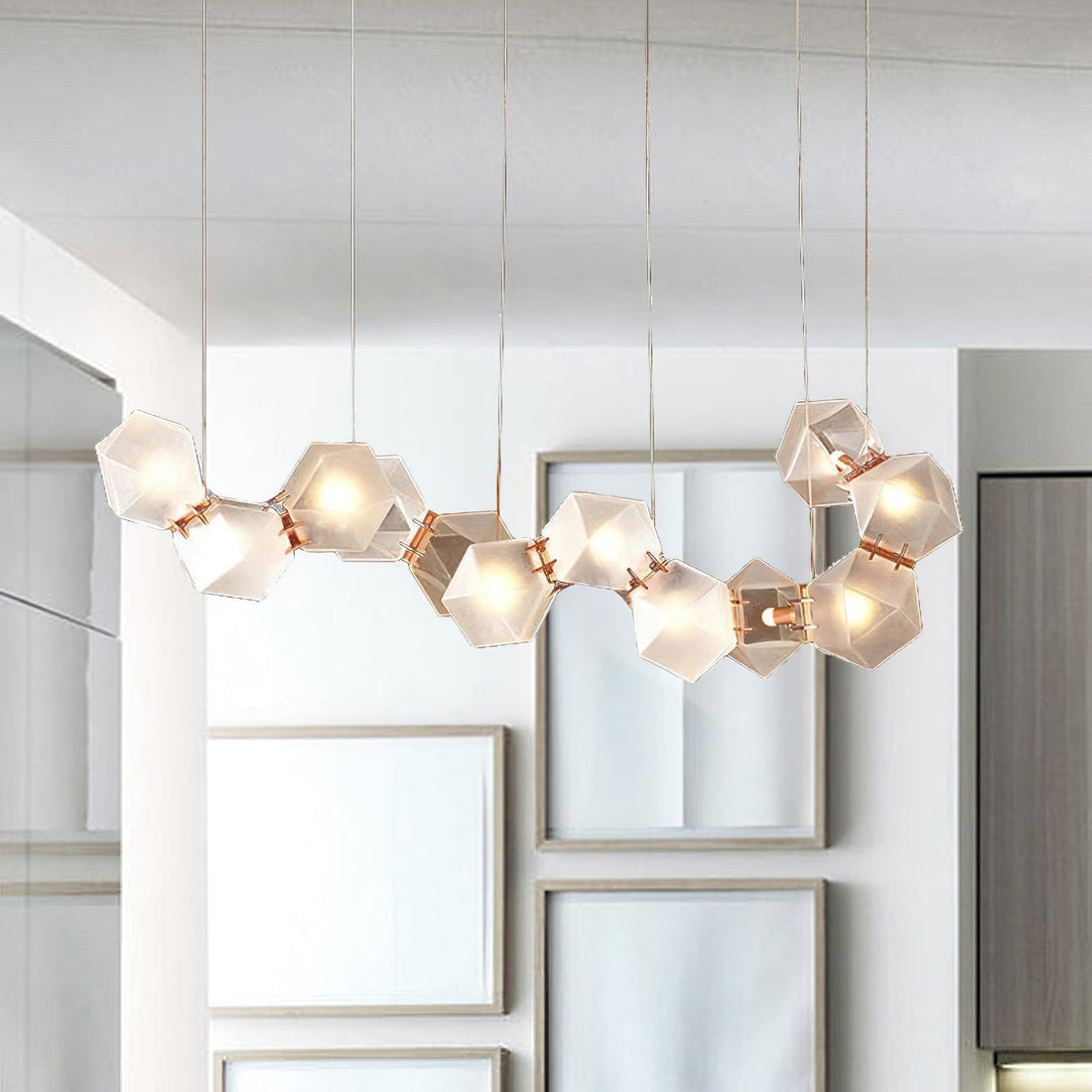 Lennar Visual_Welles Glass Long Chandelier